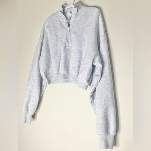 SKIMS- Cotton Fleece Cropped Half Zip Pullover